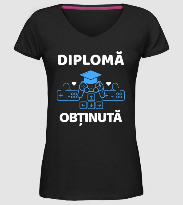 Diplomă obținută model negru pe tricou