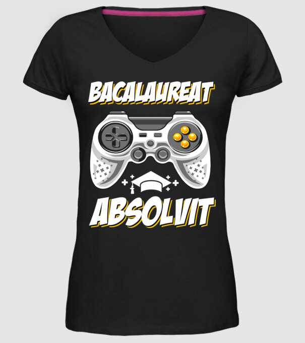 Gameri şcoală Bacalaureat model negru pe tricou