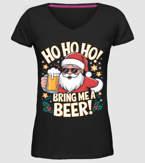 HO HO HO bring me a BEER santa Negru model negru pe tricou