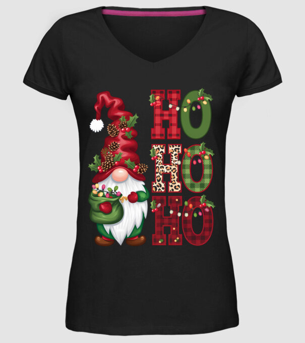 HOHOHO Gnome model negru pe tricou