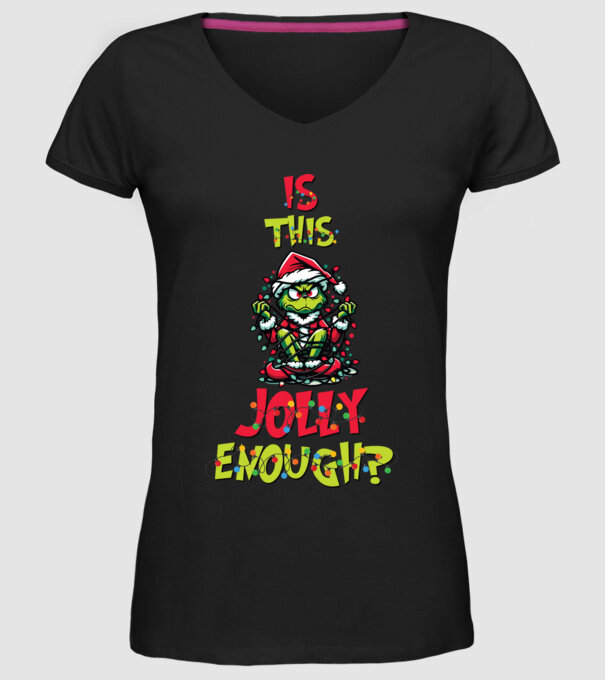 Is this jolly enough Grinch model negru pe tricou