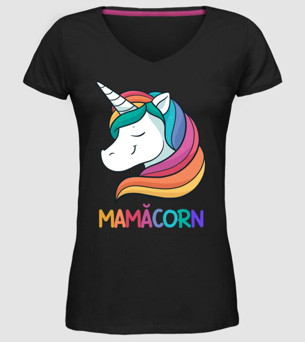mamăcorn model negru pe tricou