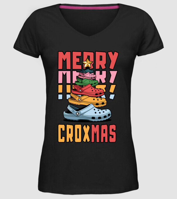 Merry Croxmas model negru pe tricou