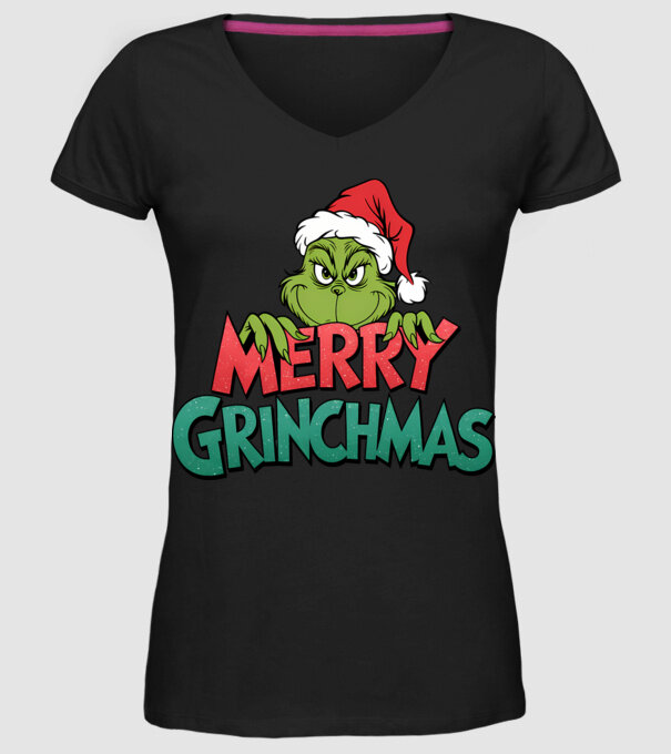 Merry Grinchmas model negru pe tricou