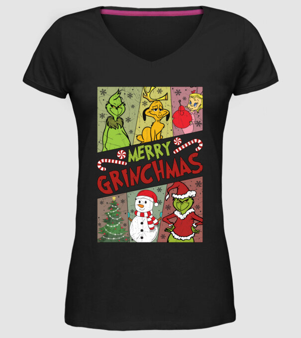 Merry Grinchmas - Grinch model negru pe tricou