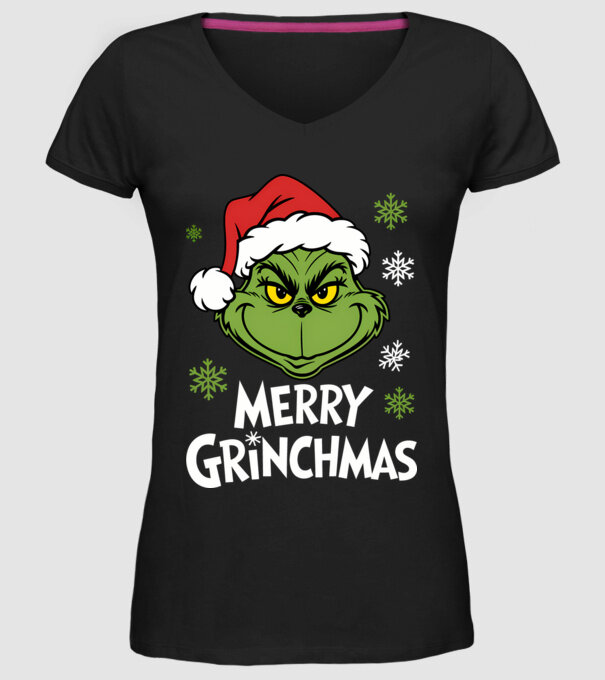 Merry Grinchmas Negru model negru pe tricou