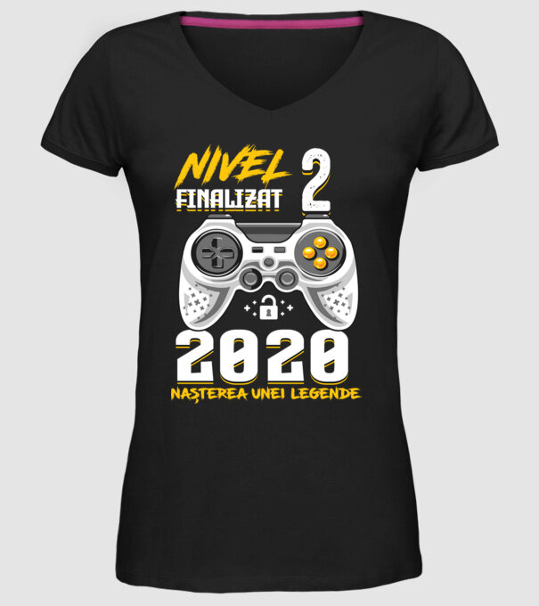 Nivel 2 finalizat. 2020 nașterea unei legende model negru pe tricou