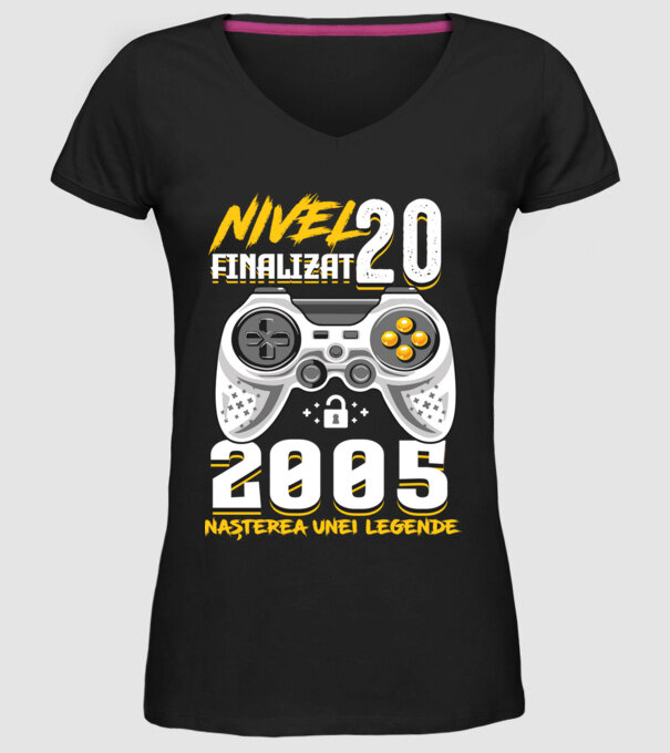Nivel Finalizat 20 2005 model negru pe tricou