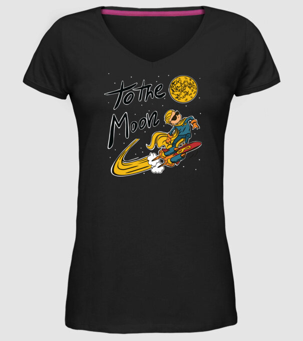 To the Moon Bitcoin model negru pe tricou