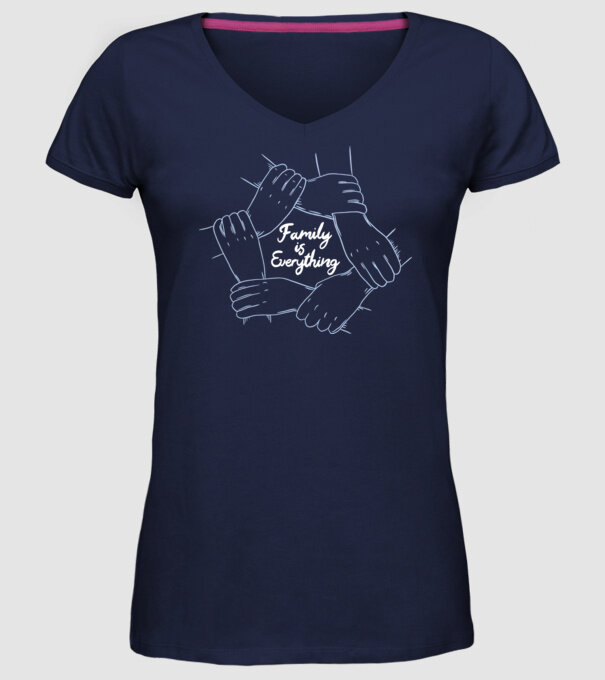 Familia este totul model albastru închis pe tricou