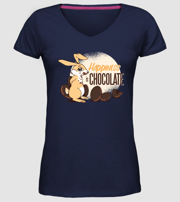 Fericirea este ciocolata model albastru închis pe tricou