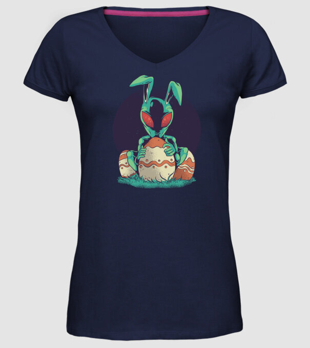 Paște Alien model albastru închis pe tricou
