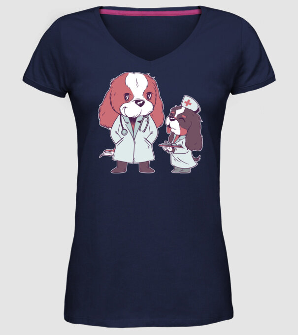Veterinar câini model albastru închis pe tricou