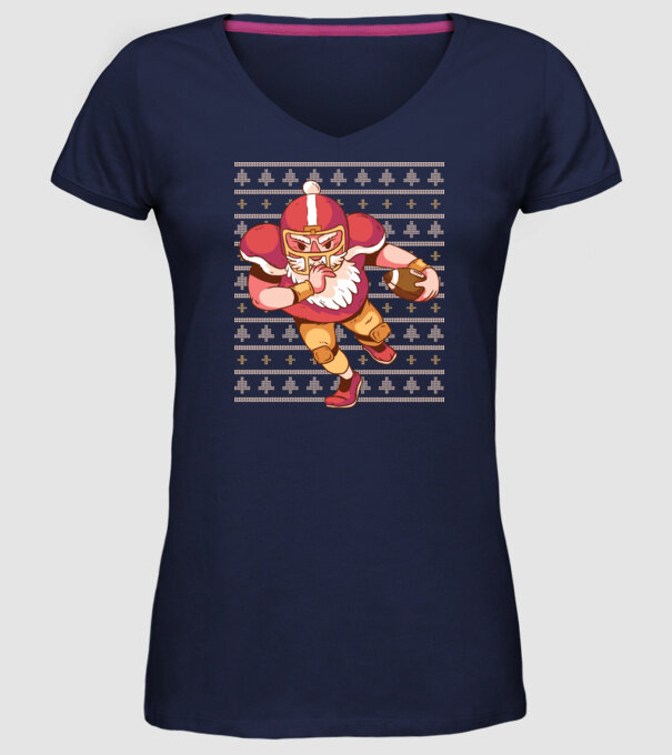Fotbal american Moș Crăciun Touchdown Touchdown tricou Pulover urât cu model model albastru închis pe tricou