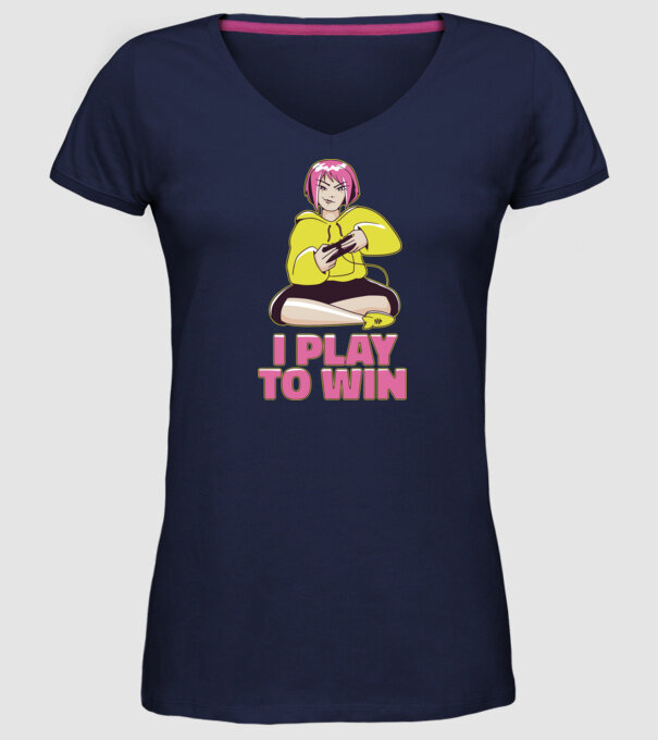 Anime fată Gamer model albastru închis pe tricou