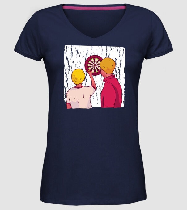 Darts Tată Fiu model albastru închis pe tricou