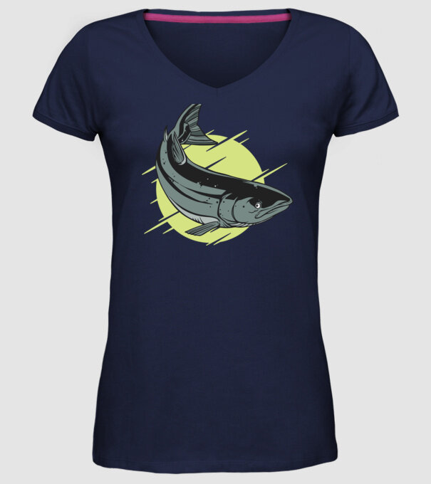 Atlantic Salmon - Somon de Marea Baltică model albastru închis pe tricou