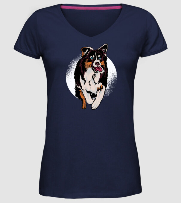 Câine ciobănesc Australian model albastru închis pe tricou