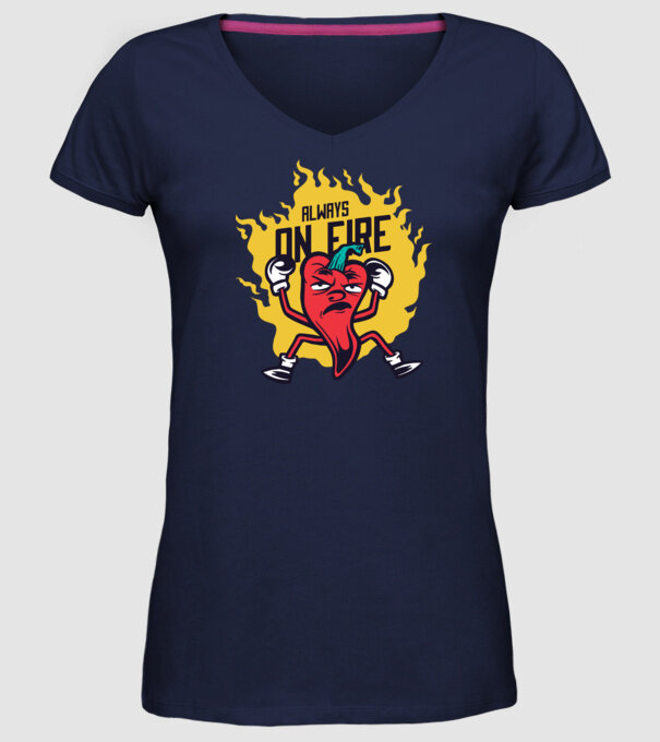 Ardei Chili model albastru închis pe tricou