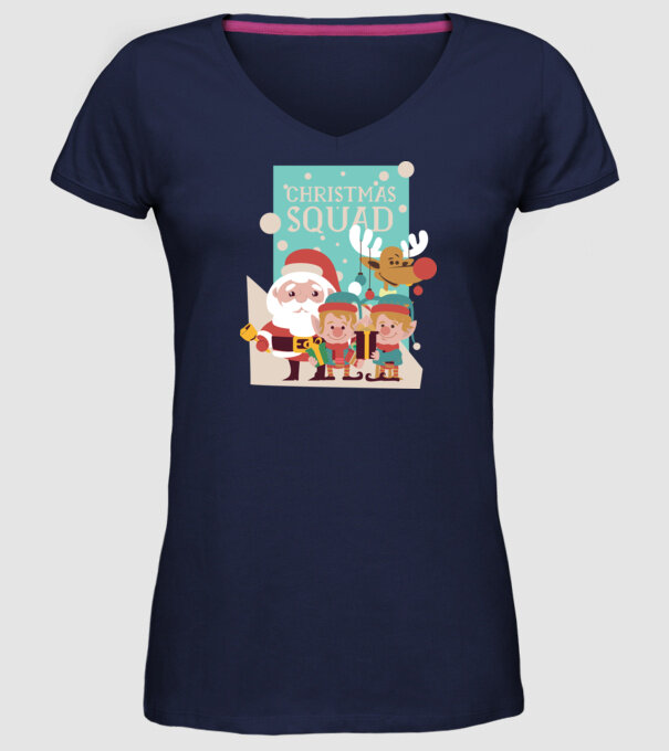 Christmas Squad Echipa de Crăciun model albastru închis pe tricou
