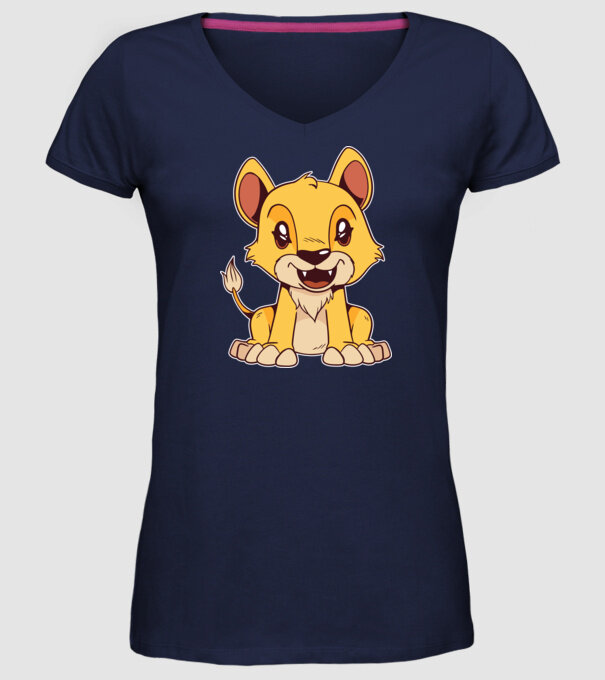 pui de leu drăguț model albastru închis pe tricou
