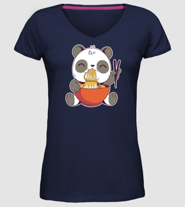 Panda drăguț cu paste model albastru închis pe tricou