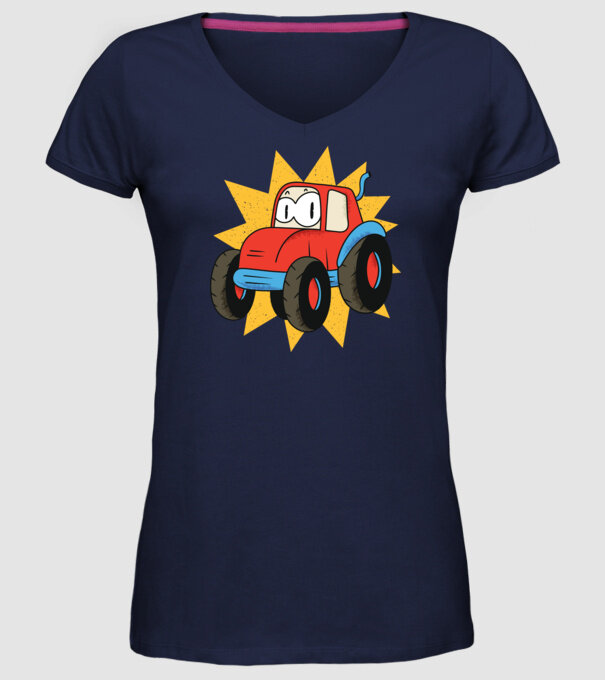 Tractor drăguț pentru copii model albastru închis pe tricou