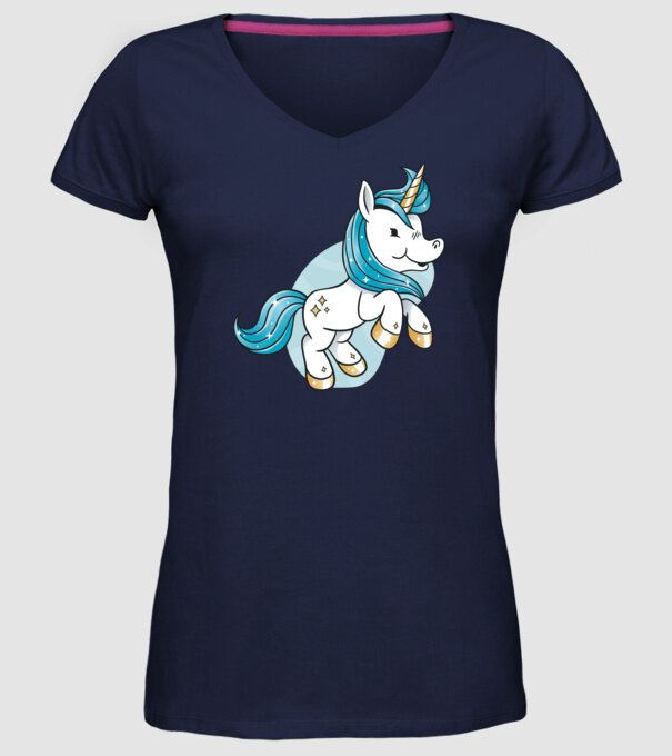 Unicorn drăguț model albastru închis pe tricou