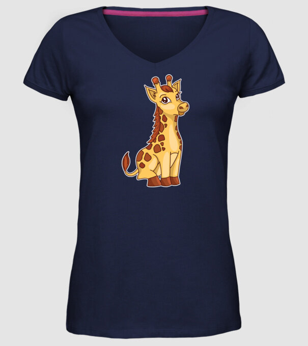 Girafă drăguță model albastru închis pe tricou