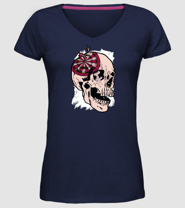 Craniu Darts model albastru închis pe tricou