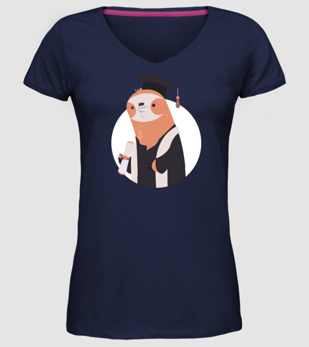 Leneș cu diplomă pentru absolvire model albastru închis pe tricou