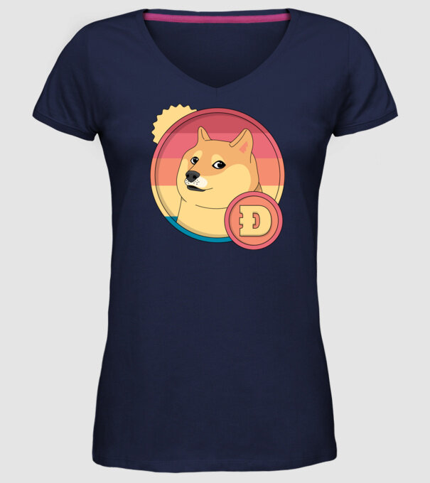 Doge Coin model albastru închis pe tricou