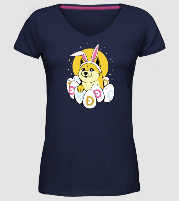 Dogecoin Paște model albastru închis pe tricou