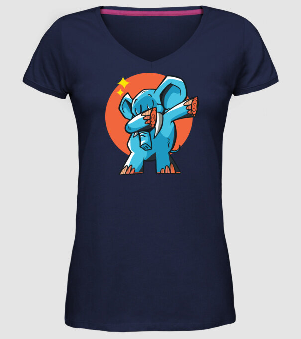 Elefant DAB model albastru închis pe tricou