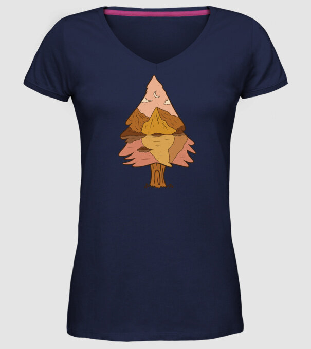 Brad Natură model albastru închis pe tricou