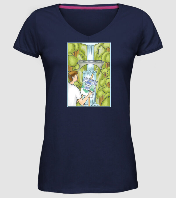 Pictură model albastru închis pe tricou