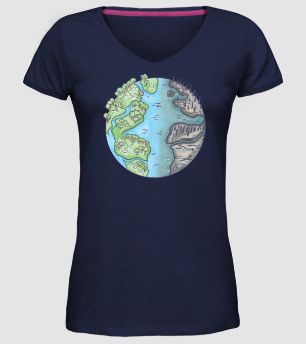 Distrugerea Pământului model albastru închis pe tricou