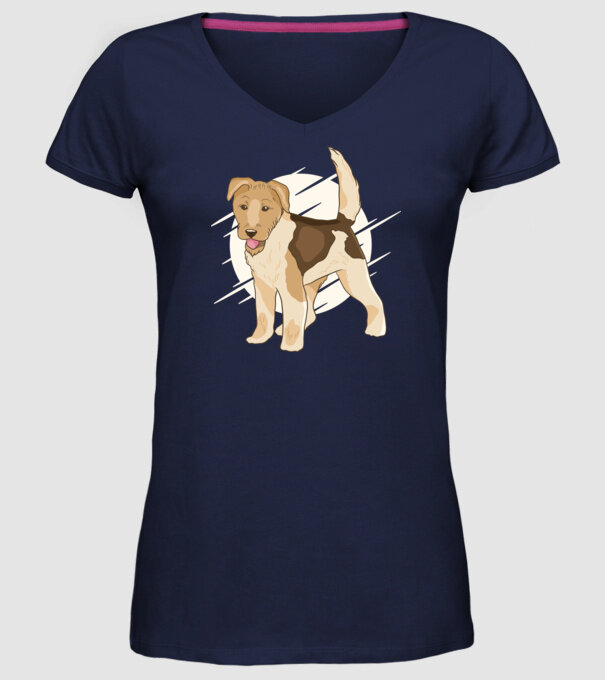 Fox Terrier model albastru închis pe tricou