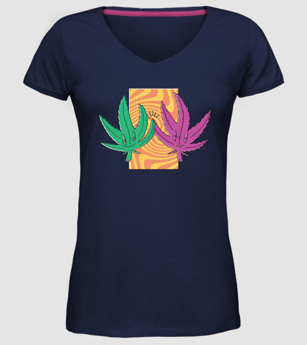 Frunze marijuana salut model albastru închis pe tricou