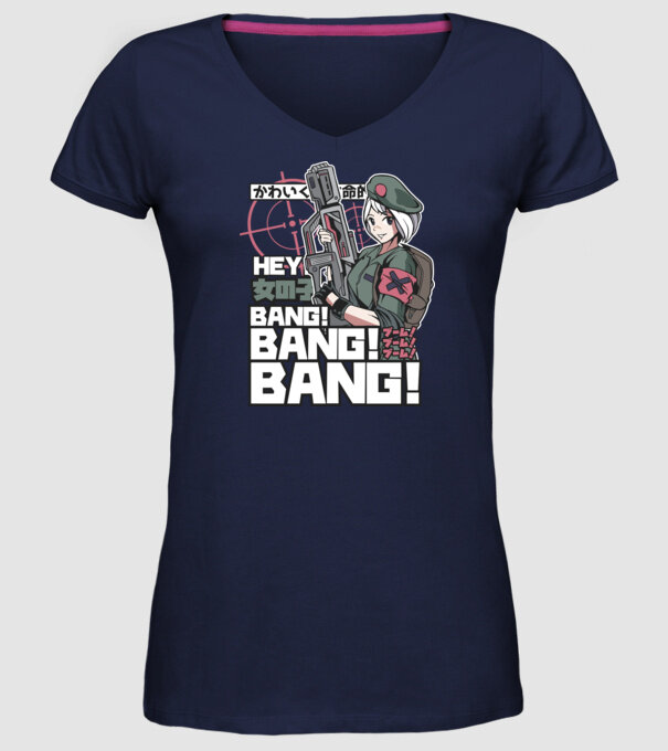 Fată Anime Gerilla model albastru închis pe tricou
