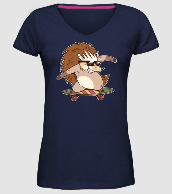 Arici Skateboarder model albastru închis pe tricou