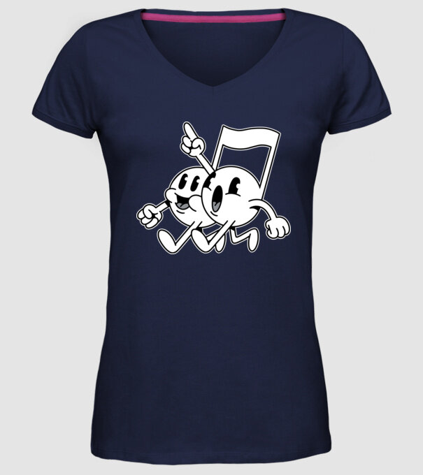 Note muzicale model albastru închis pe tricou