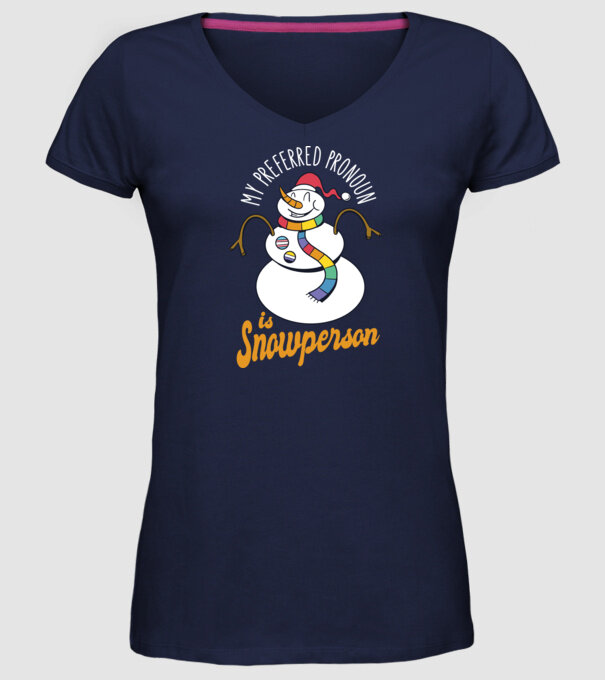 Om de zăpadă model albastru închis pe tricou