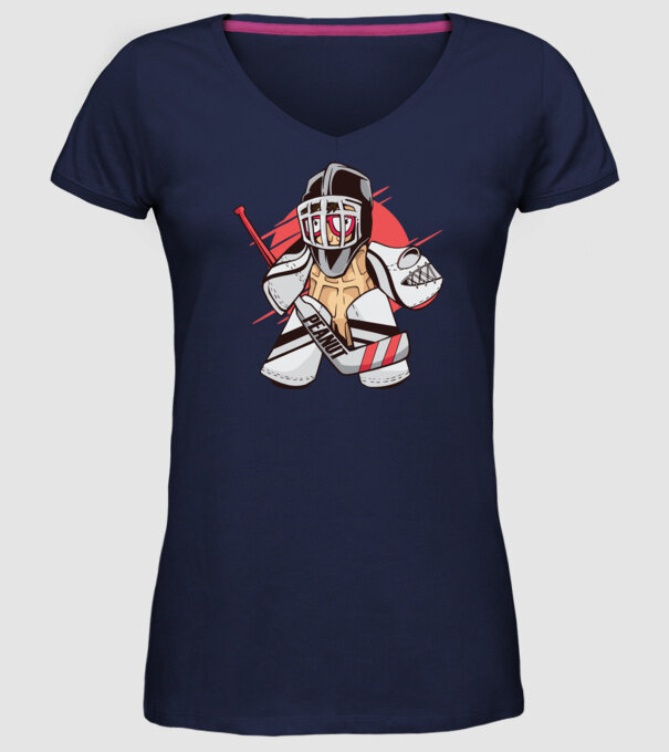 Portar Hochei Alună model albastru închis pe tricou