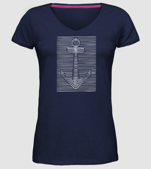 Linii Ancoră model albastru închis pe tricou