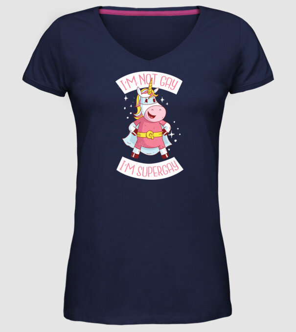 'I''m not gay i''m supergay' model albastru închis pe tricou
