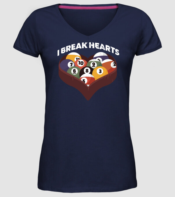 I break hearts - Biliard model albastru închis pe tricou