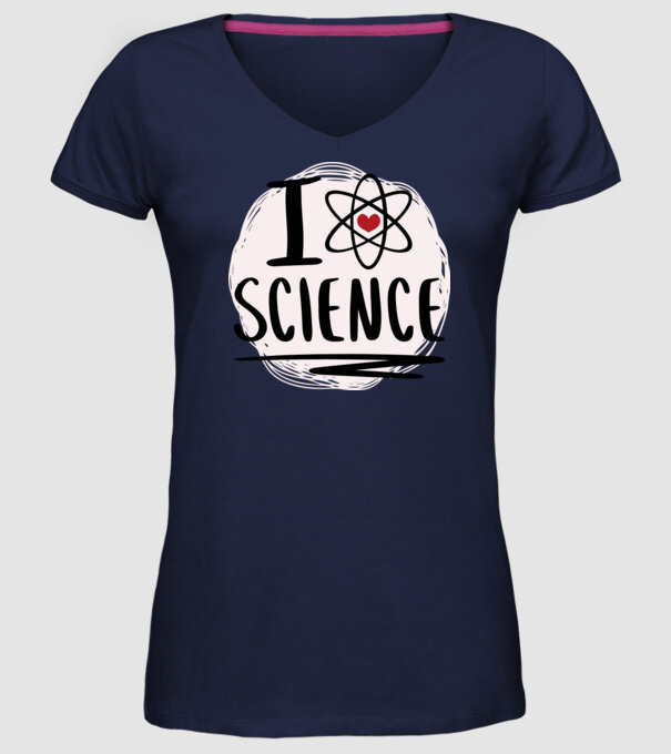 I Love Science știință model albastru închis pe tricou