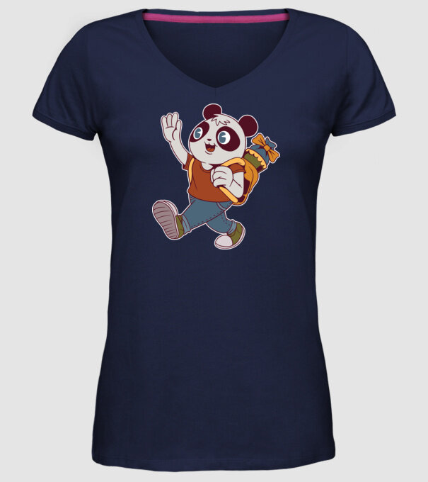 Panda școlar model albastru închis pe tricou