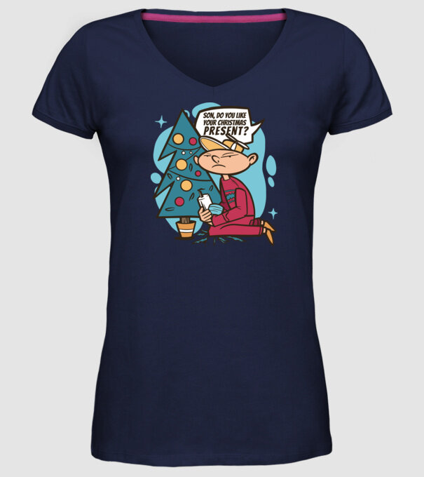 Cadouri de Crăciun model albastru închis pe tricou
